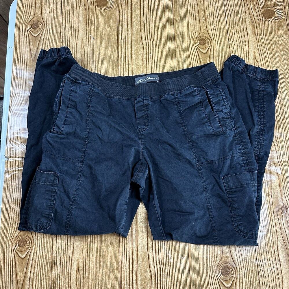 Eddie Bauer Pants Womens‎ 8 Black Jogger Twill Back Twill Hike Camp Gorpcore